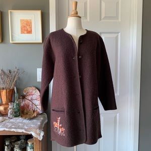Vintage deer appliqué sweater coat